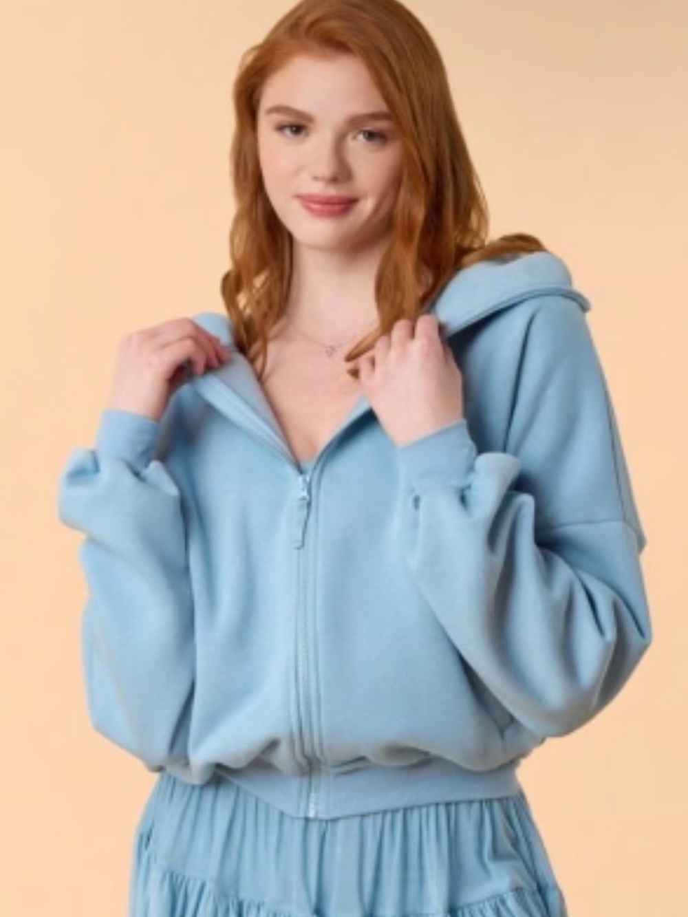 NWT Blogilates Popflex Light Blue Marshmallow Full Zip Hooded Sweatshirt size XL - Picture 4 of 4